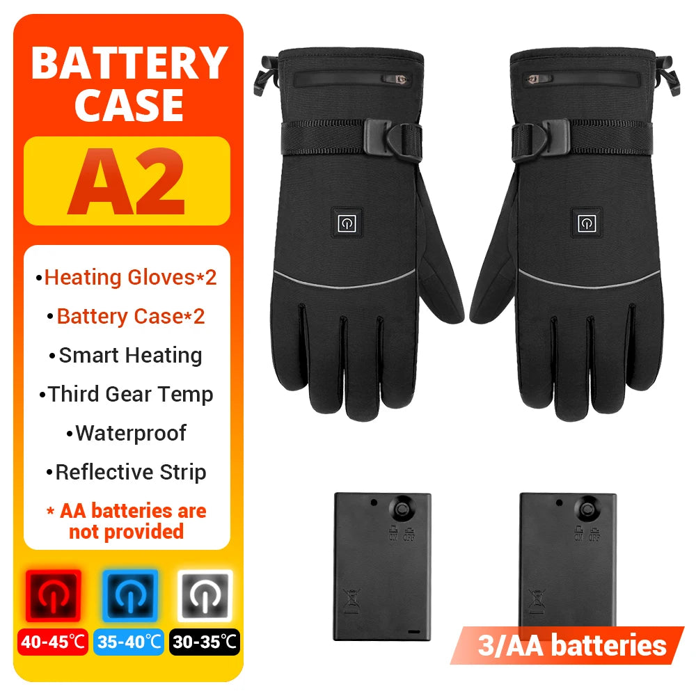Skiing Heated Gloves Winter Warm Gloves Outdoor Non-slip Heated Gloves Waterproof Touch Screen Motorcycle Cycling Gloves