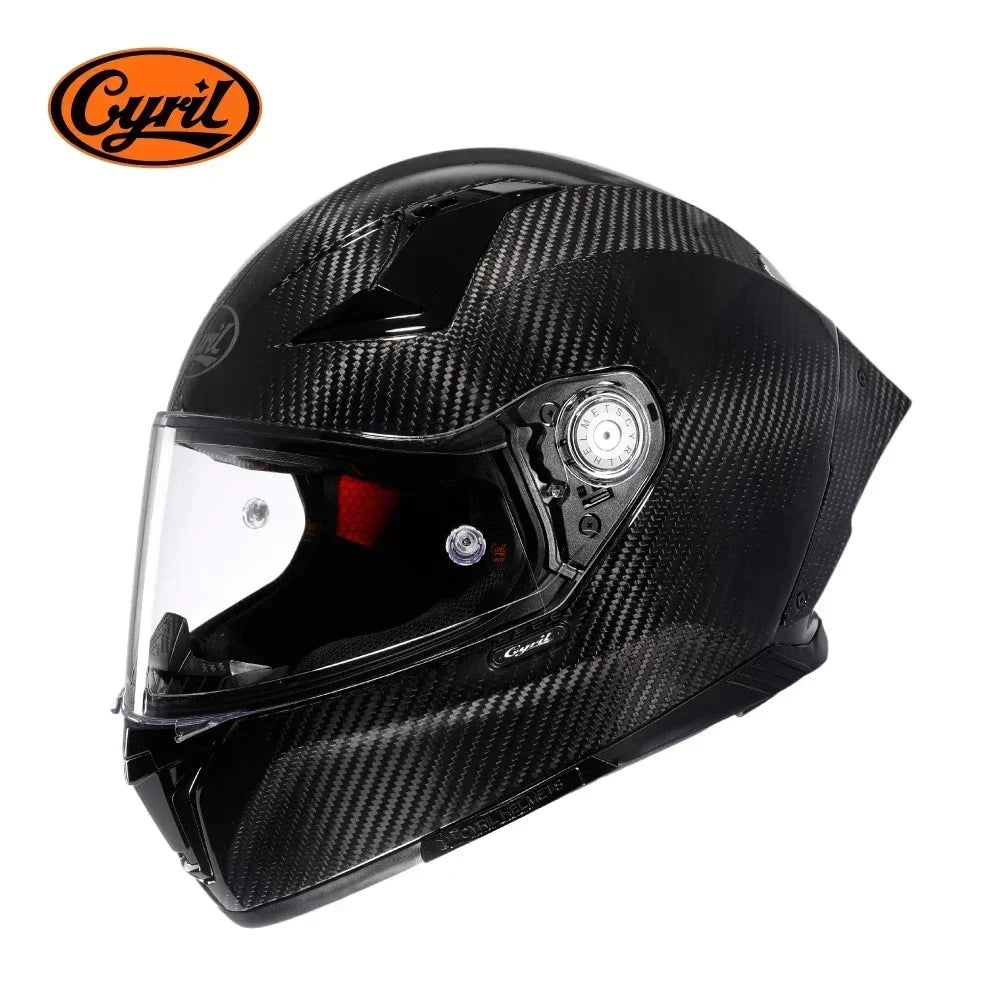 Unisex Lightweight Carbon Fiber Kevlar Full Face Motorcycle Street Bike Helmets Racing Helmet DOT ECE Approved CYRIL Casque Moto