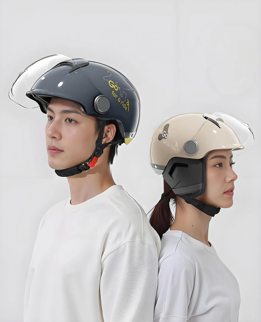 E-Bike Motorcycle Half Helmet | ABS EPS Shell, Anti-Wind Visor, Safety Certified | Winter Ear Pads (Optional - Separate Purchase