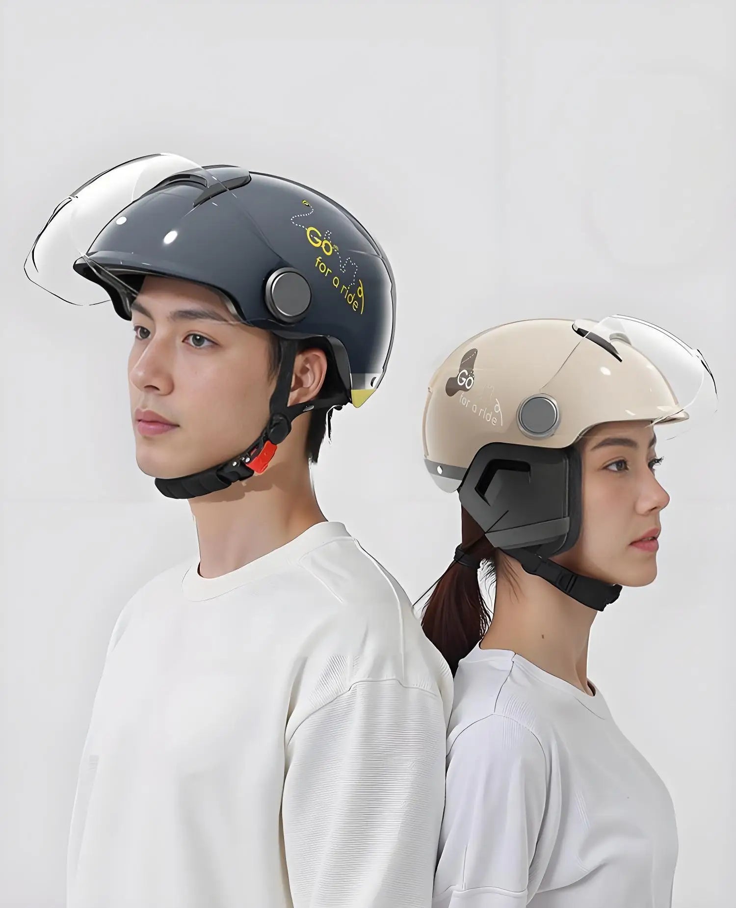 E-Bike Motorcycle Half Helmet | ABS EPS Shell, Anti-Wind Visor, Safety Certified | Winter Ear Pads (Optional - Separate Purchase