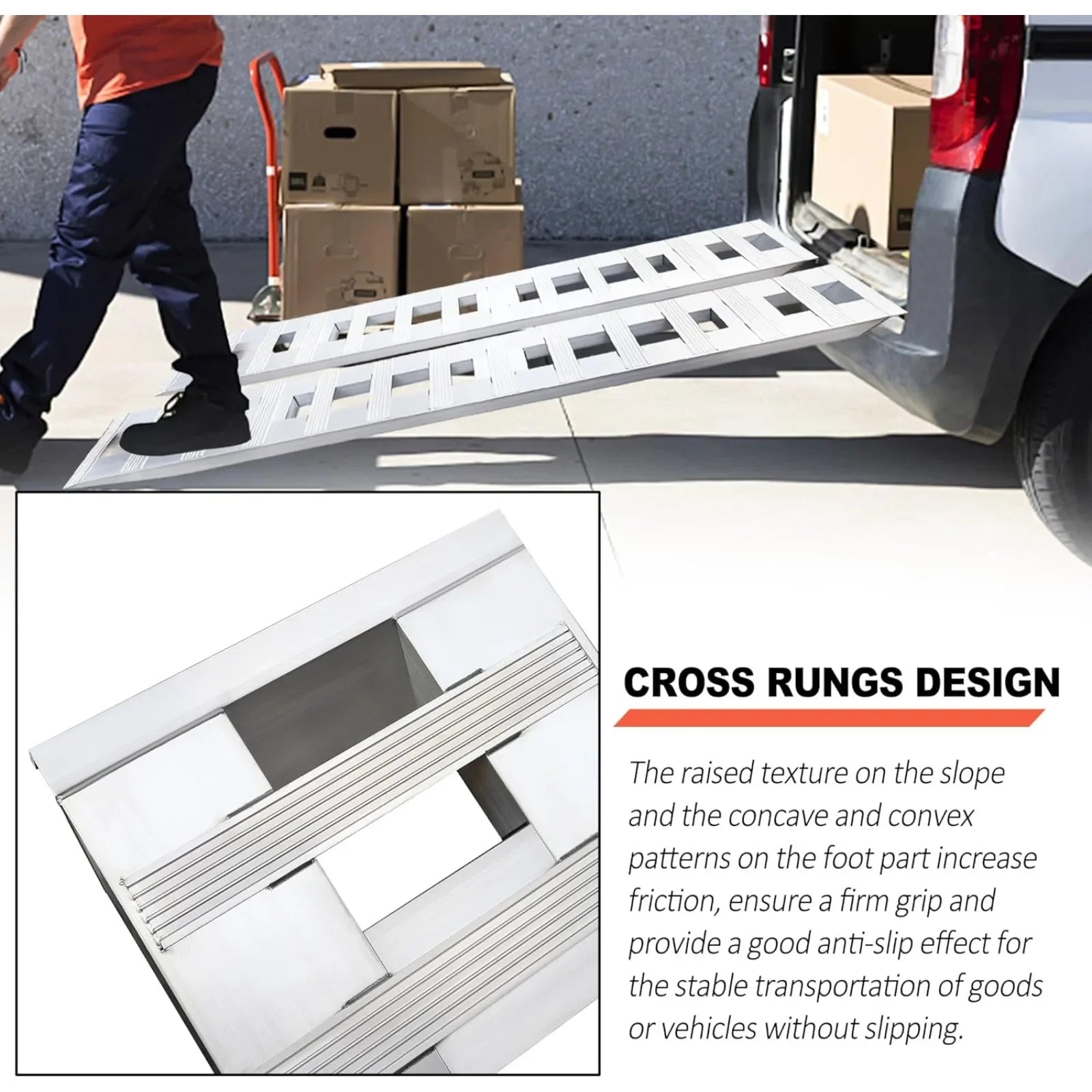 2pcs Aluminum Trailer Ramps, 6800lbs 72" x 15" Heavy-Duty Anti-Slip Truck Car Auto Trailer Ramps Universal Loading Ramp