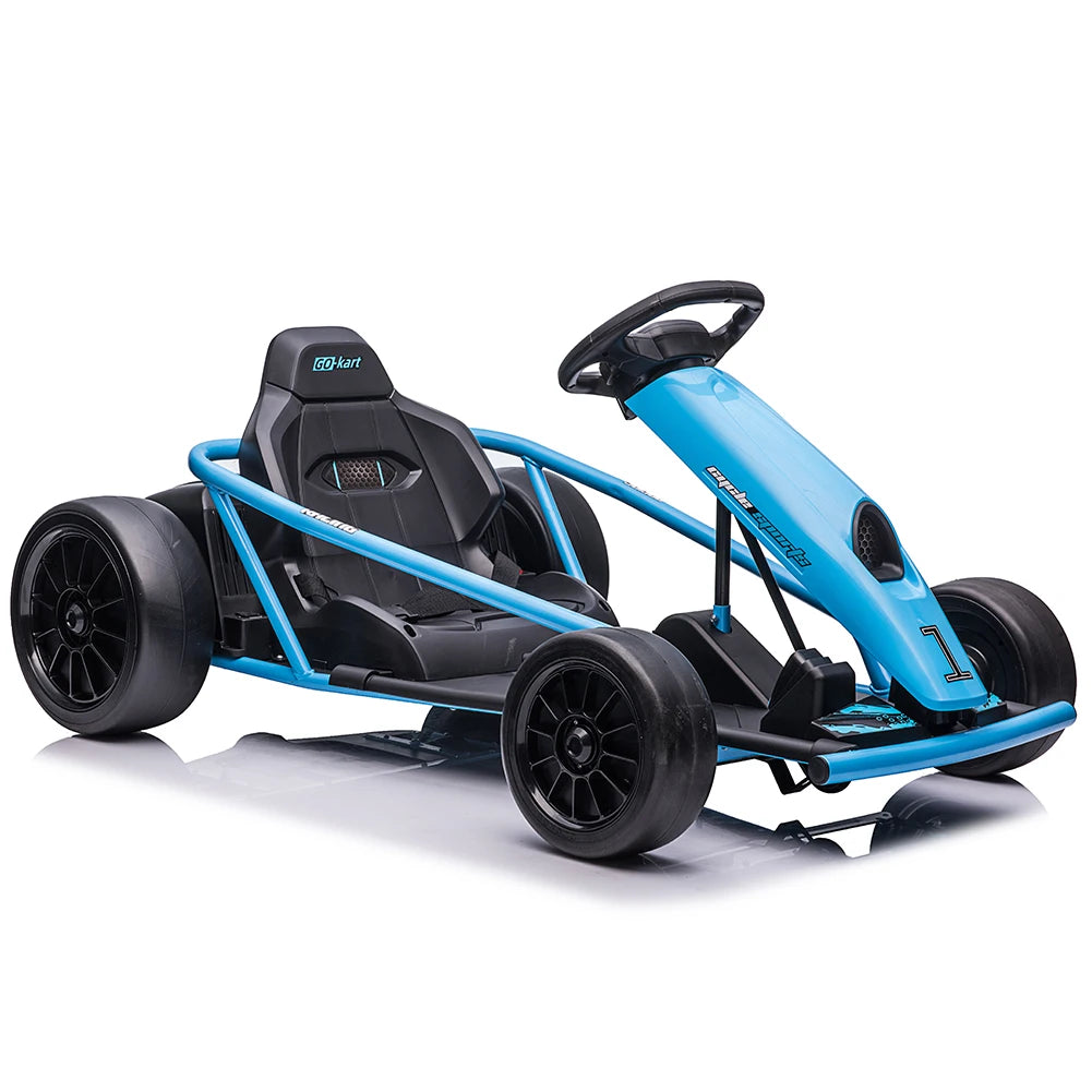 24V Powerful Go Kart With 300W*2 Motors 8.1MPH High Speed Drifting Ride On Vehicle 155lbs Max Load Outdoor Fun With Music & Hor
