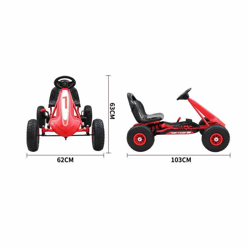3-10 Ages 4-Wheeled Children Go Kart With Rubber Wheel, Steel Frame & Hand Brake Pedal Go-Karts