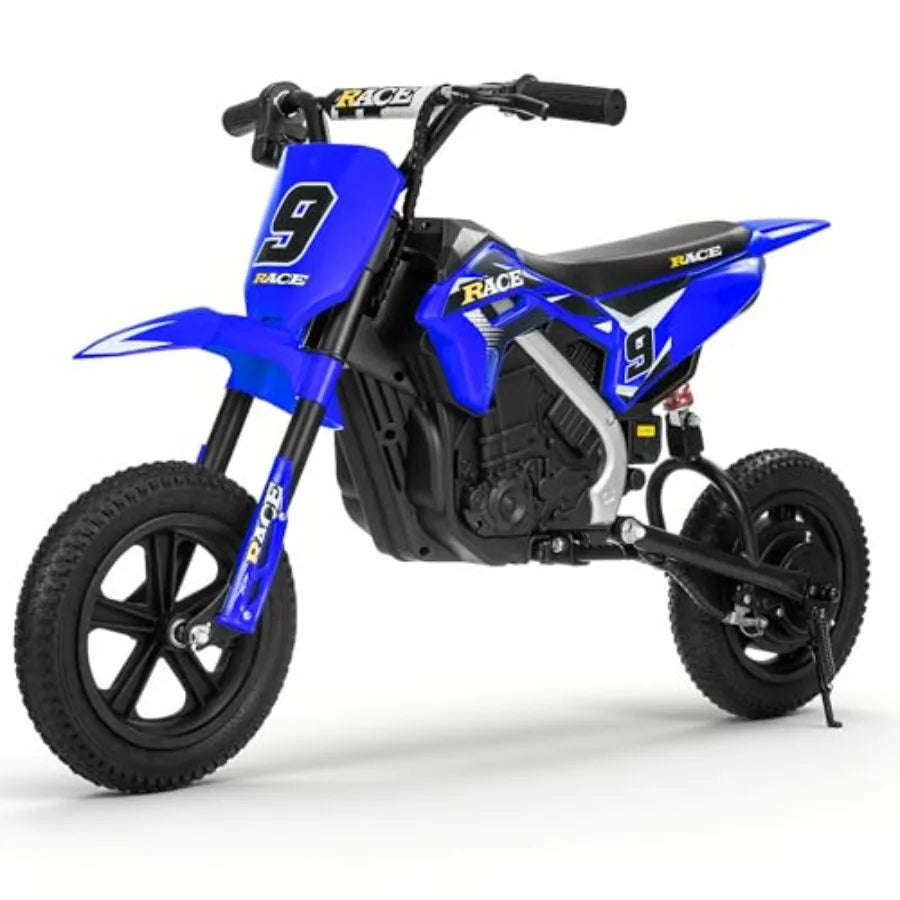 24V Electric Dirt Bike for 250W Electric Motorcycle Up to 11 MPH 10 Miles Long-Range Twist-Grip Throttle 12 Knobby Tires Spring