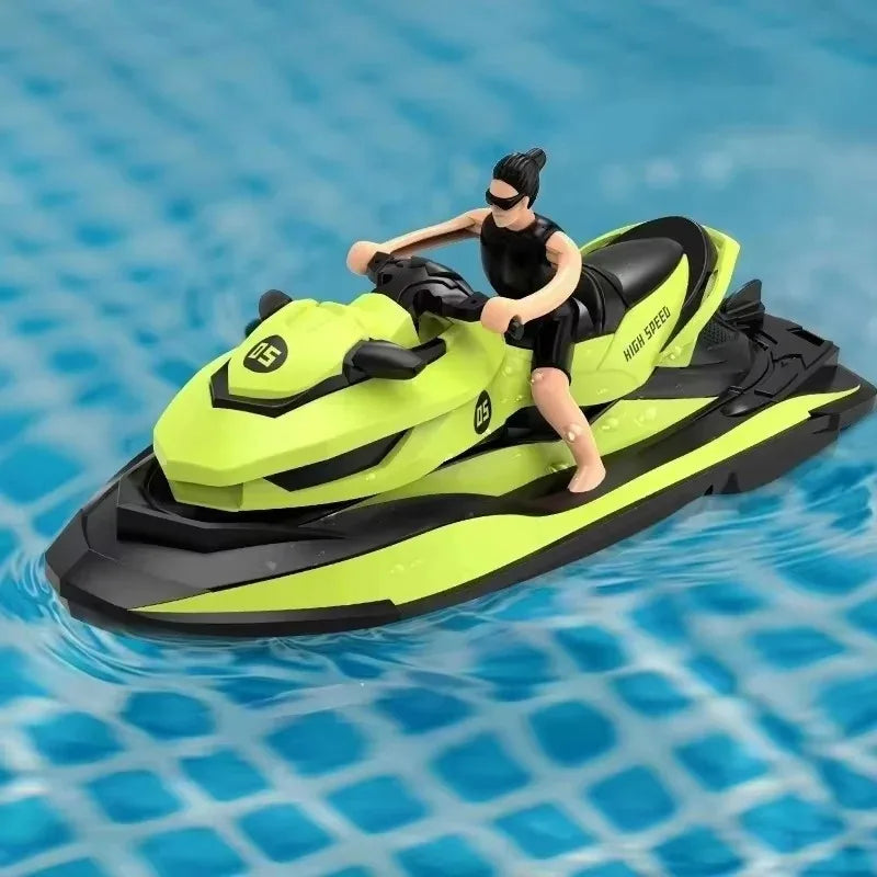 Mini Jet Ski High-Speed RC Motorboat 2.4G Remote Control Electric Boat for Kids double motor Summer Water Play Ideal as a gift