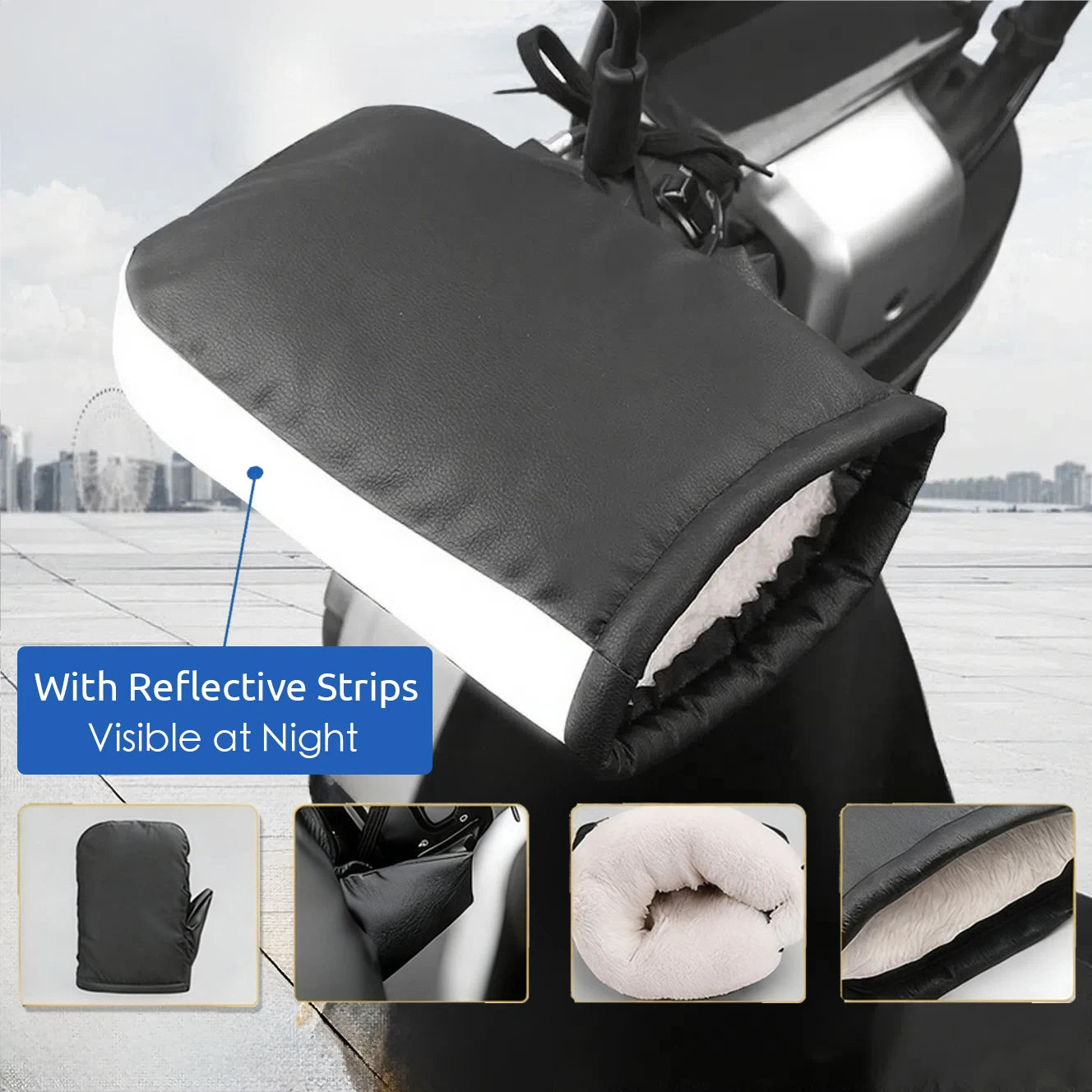 Motorcycle Handlebar Muffs Windproof Winter Mitts Warmer Gloves Waterproof Handmuffs Bicycle Handle Cover Hand Warm Motor Bike
