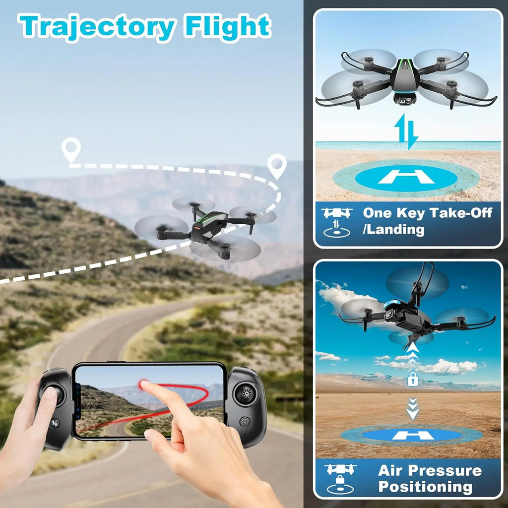 1080P HD Foldable Drone with Camera for Adults, 2 Batteries, Carrying Case, Stable Hover & Trajectory Flight
