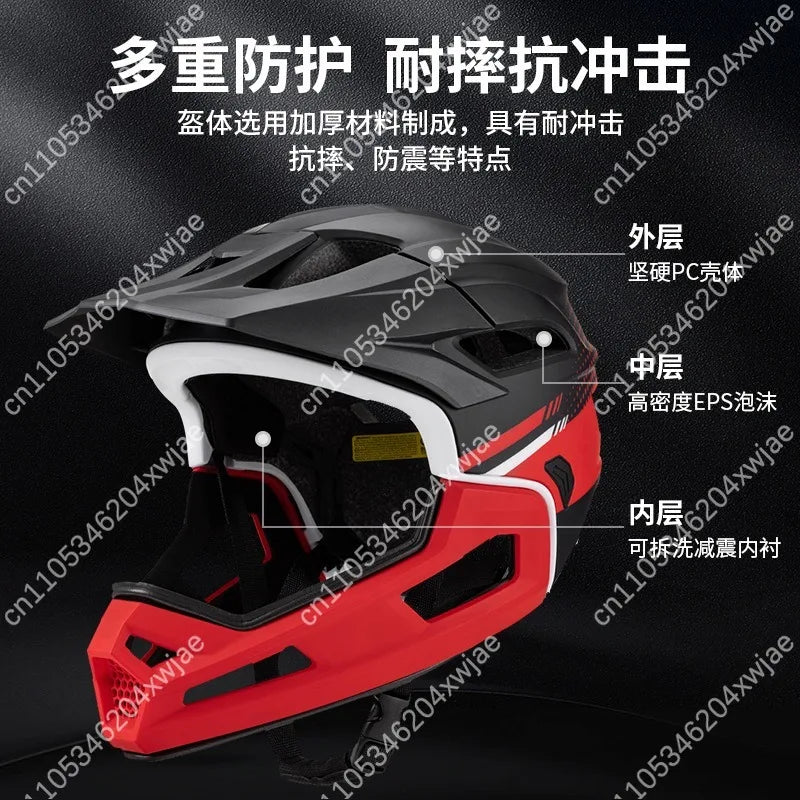 Detachable Face Guard Mountain Bike Helmet Full Coverage for Extreme Sports and Trail Riding