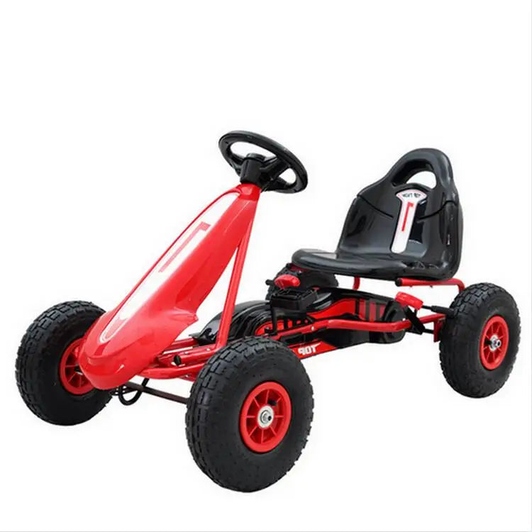 3-10 Ages 4-Wheeled Children Go Kart With Rubber Wheel, Steel Frame & Hand Brake Pedal Go-Karts