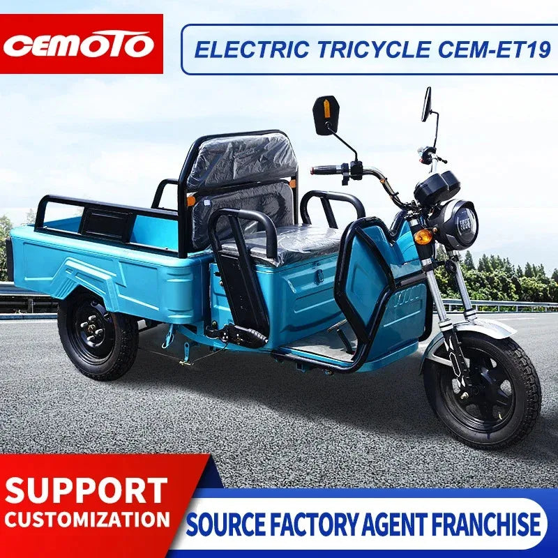Factory Hot Selling Best Cargo E Trike 60V 800W Heavy  3 Wheel Electric  12" Fat Tire Adult  Delivery Tricycles For