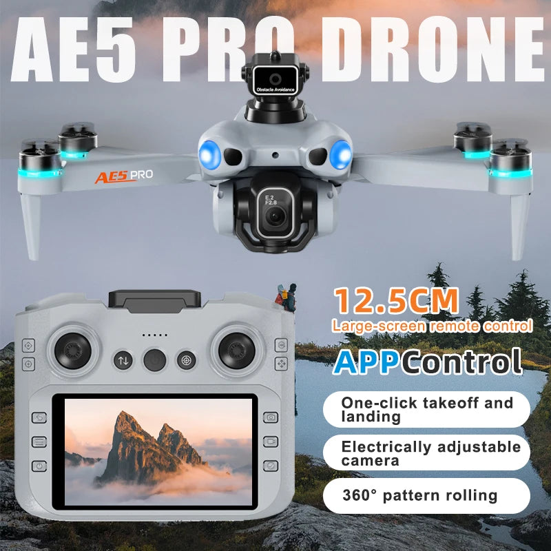 For Xiaomi 2026 NEW AE5 Drone 4K Professional 8K HD Camera Remote Control with screen WIFI UAV Brushless Foldable Quadcopter Toy