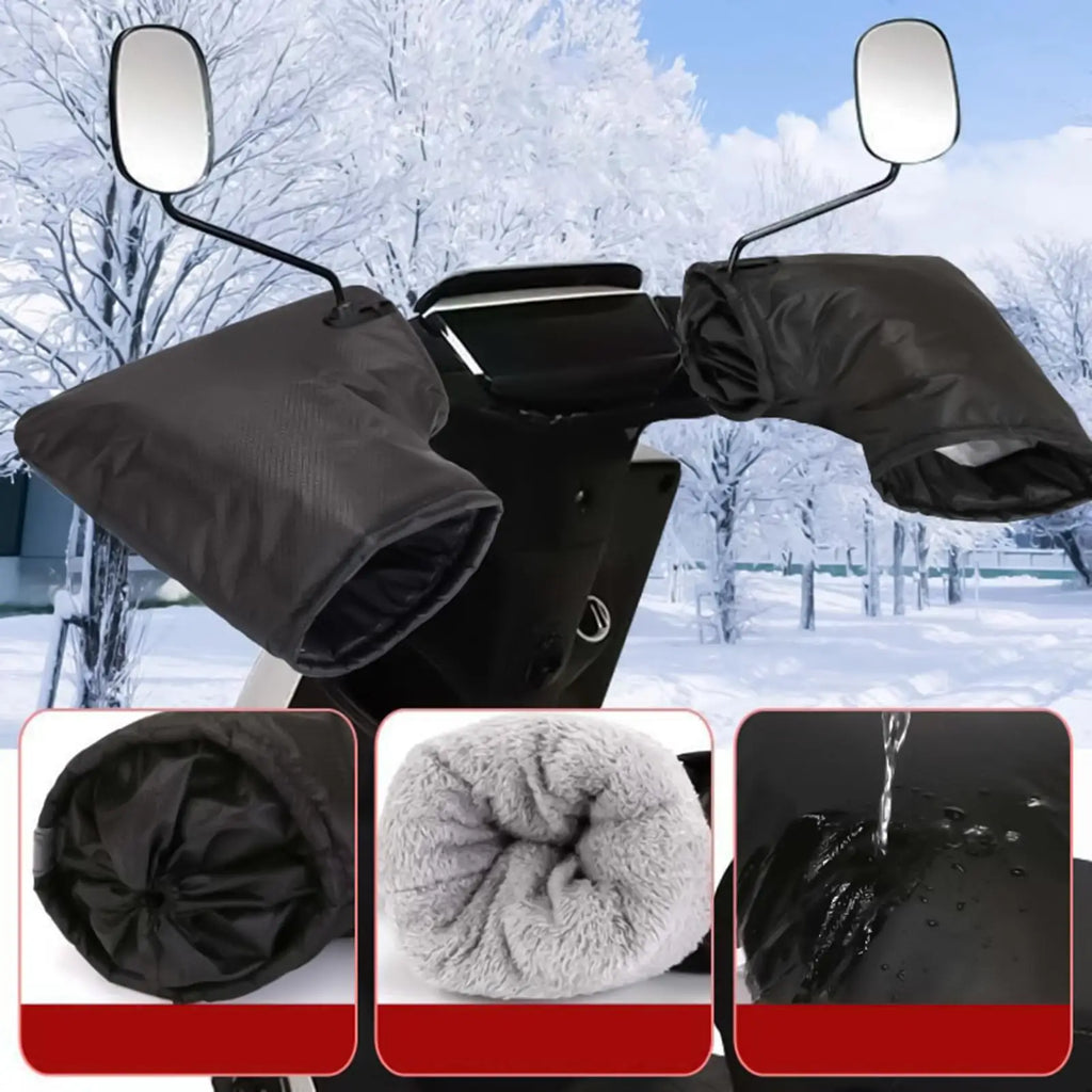 Winter Motorcycle Handlebar Mittens Warm Waterproof Windproof Gloves Cover for Bike Scooter Snowmobile Cold Weather Protection