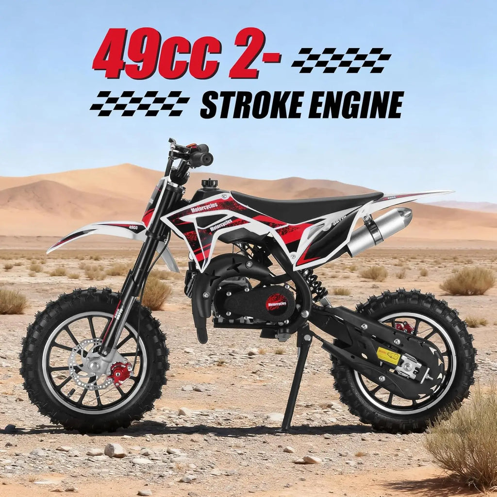 2025 Upgraded 49cc 2-Stroke Kids Dirt Bike, Gas Powered Off Road Mini Motocross with Anti-Chain Drop & Waterproof, Customized