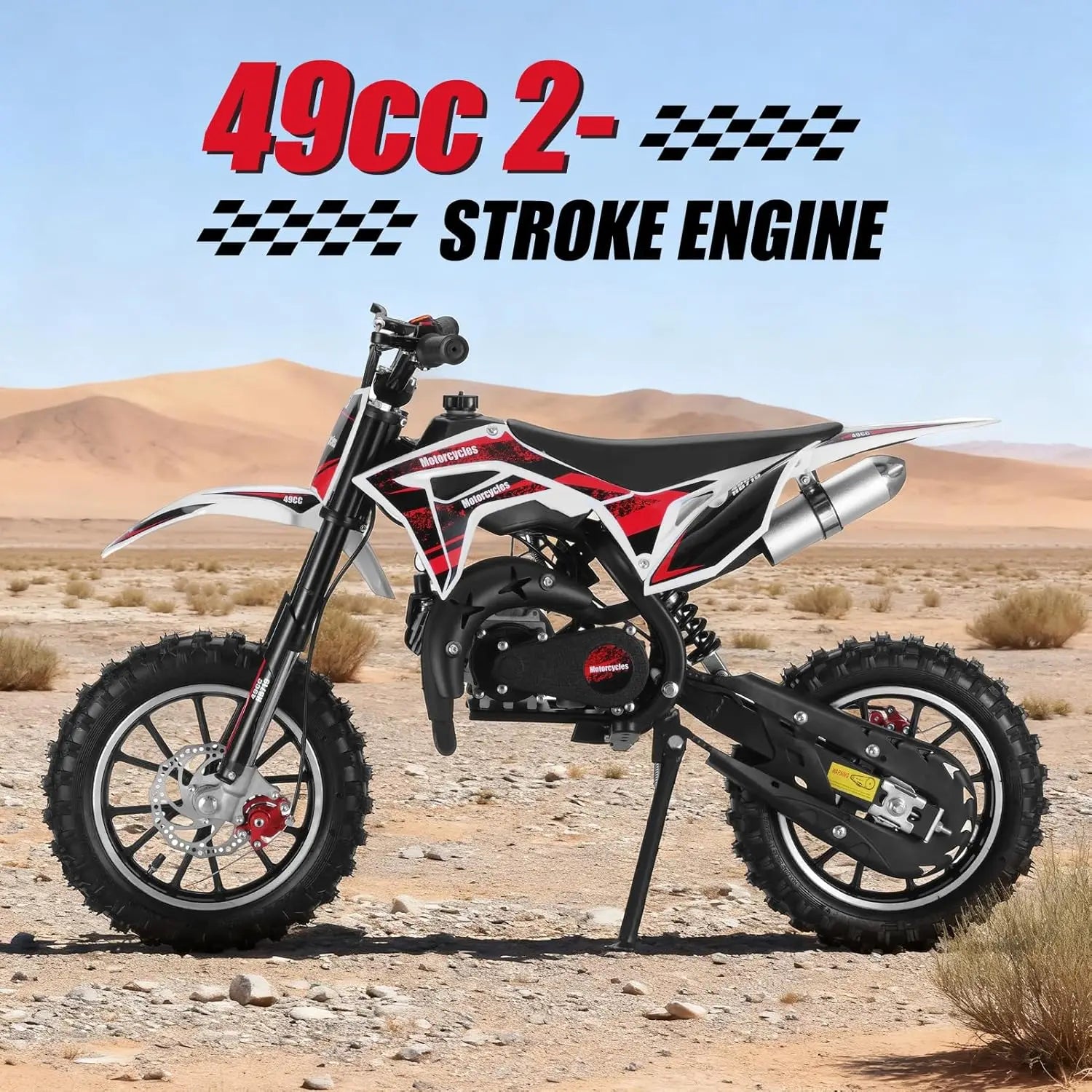 2025 Upgraded 49cc 2-Stroke Kids Dirt Bike, Gas Powered Off Road Mini Motocross with Anti-Chain Drop & Waterproof, Customized