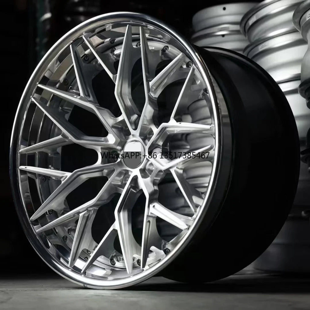 New Deep Concave  2-Piece Forged Aluminum Car Rims 5x112  5x120 Brushed Spoke MOQ 4 Pieces New Passenger  Deep Dish Car Wheels