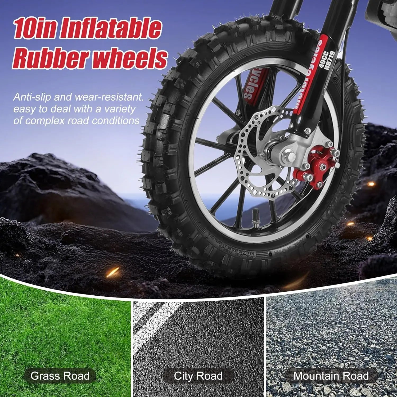 2025 Upgraded 49cc 2-Stroke Kids Dirt Bike, Gas Powered Off Road Mini Motocross with Anti-Chain Drop & Waterproof, Customized
