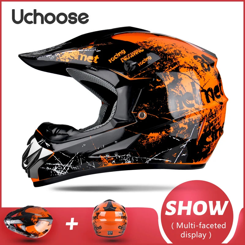 UCHOOSE Professional Motorcycle Helmet Motocross Off-Road Helm Children Moto Bike Accessories