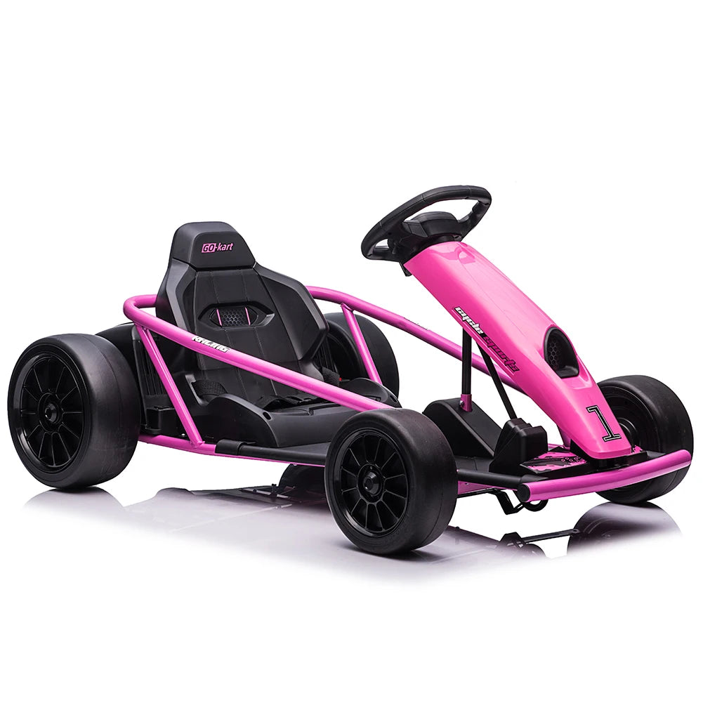 24V Powerful Go Kart With 300W*2 Motors 8.1MPH High Speed Drifting Ride On Vehicle 155lbs Max Load Outdoor Fun With Music & Hor