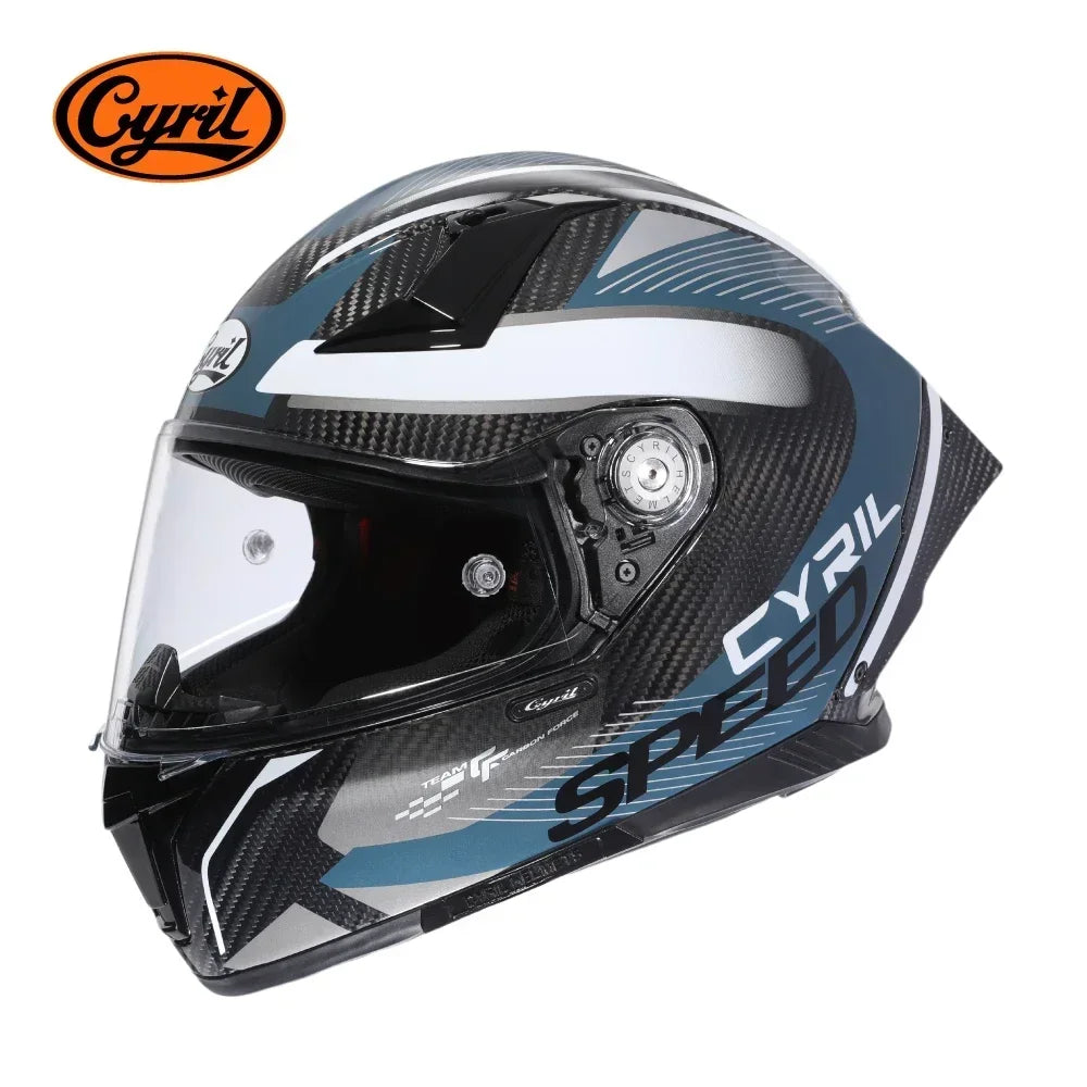 Unisex Lightweight Carbon Fiber Kevlar Full Face Motorcycle Street Bike Helmets Racing Helmet DOT ECE Approved CYRIL Casque Moto
