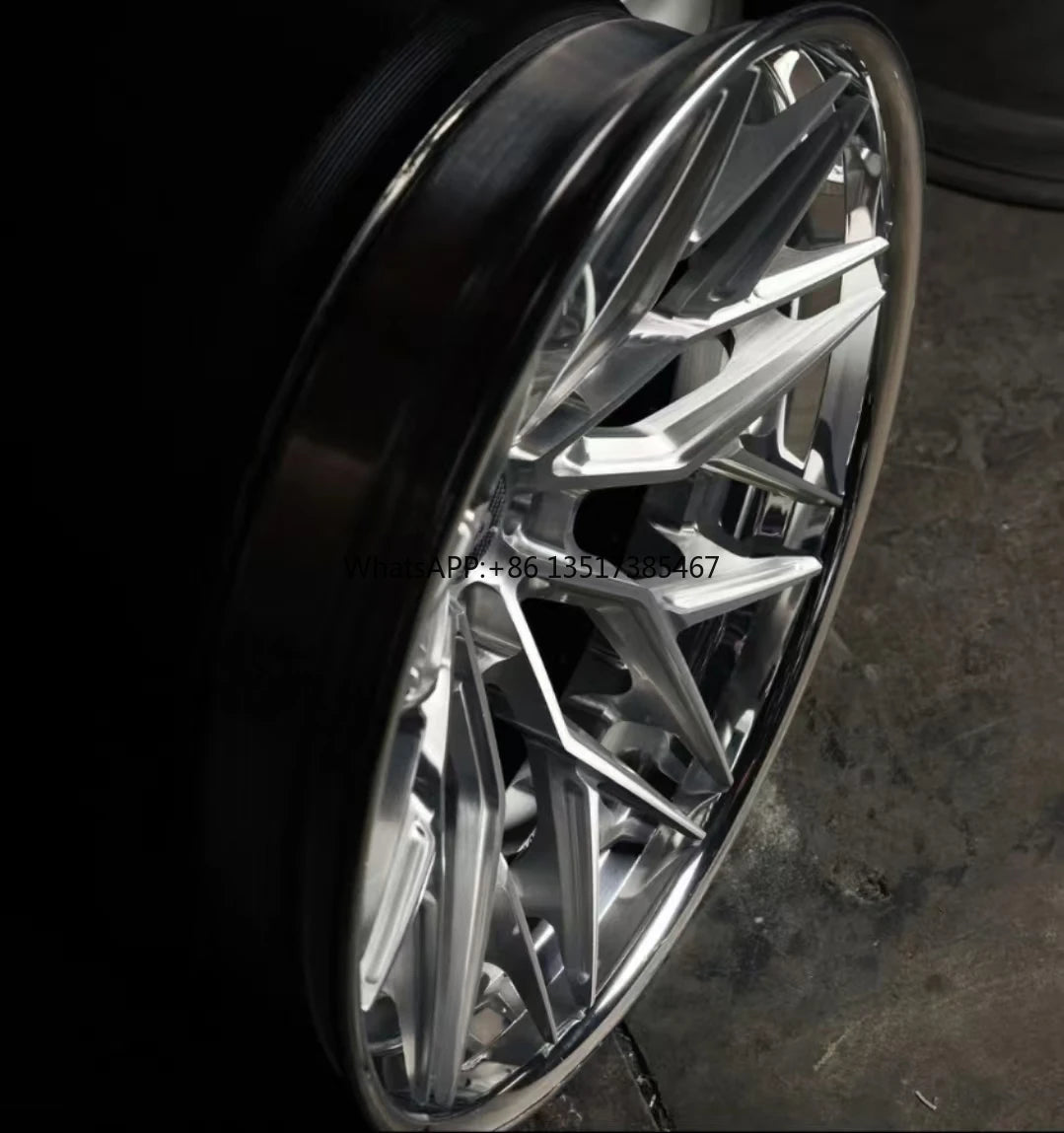 New Deep Concave  2-Piece Forged Aluminum Car Rims 5x112  5x120 Brushed Spoke MOQ 4 Pieces New Passenger  Deep Dish Car Wheels