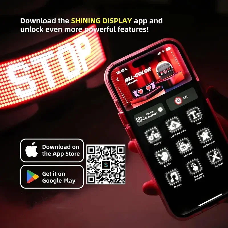 APP LED Helmet Display Motorcycle Helmet Tail Light Helmet Warning Light Moto Accessories Glowing device