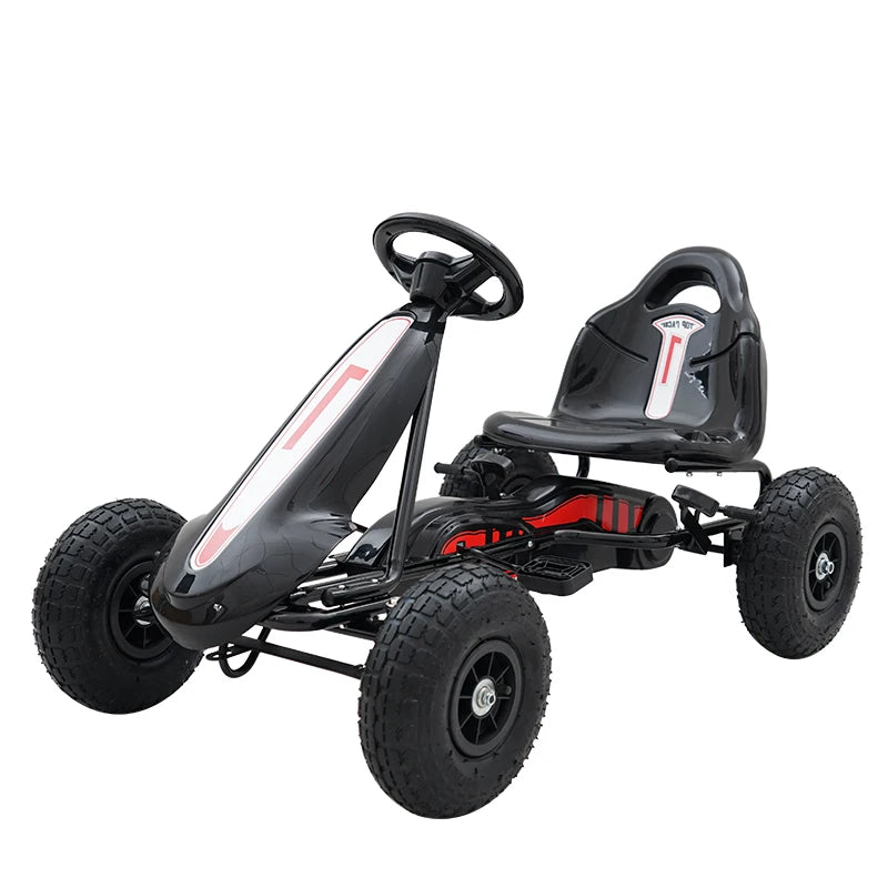 3-10 Ages 4-Wheeled Children Go Kart With Rubber Wheel, Steel Frame & Hand Brake Pedal Go-Karts