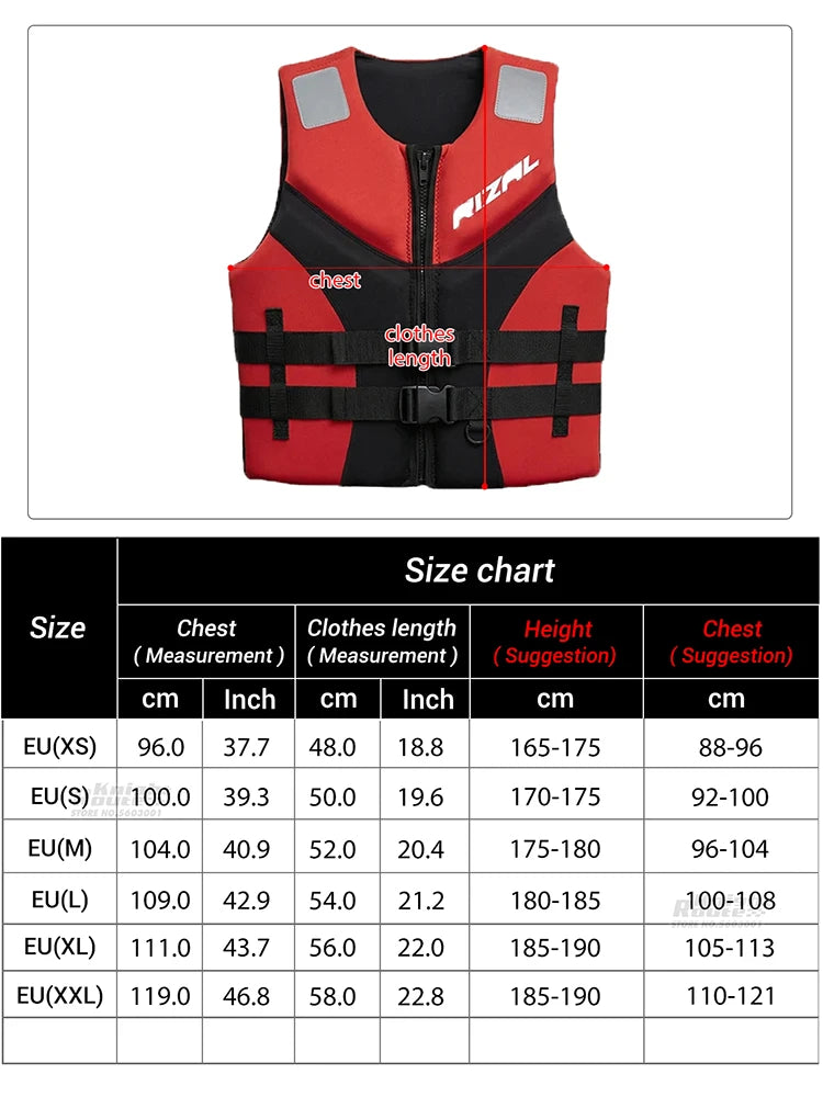 RIZAL Slim Fit Buoyancy Vest Unisex Sleeveless Buoyancy Aid for Outdoor Water Sports Kayaking Surfing Motorboat Paddle Boarding