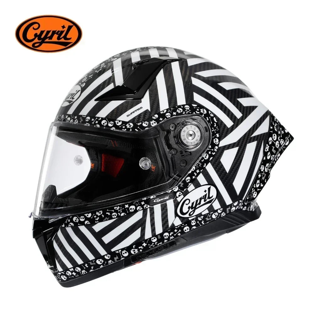 Unisex Lightweight Carbon Fiber Kevlar Full Face Motorcycle Street Bike Helmets Racing Helmet DOT ECE Approved CYRIL Casque Moto