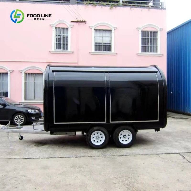 Round Food Truck Mobile Food Cart Trailer Motorcycle Engines for Sale Soybean Milk Machine Street Cart Double Restaurant