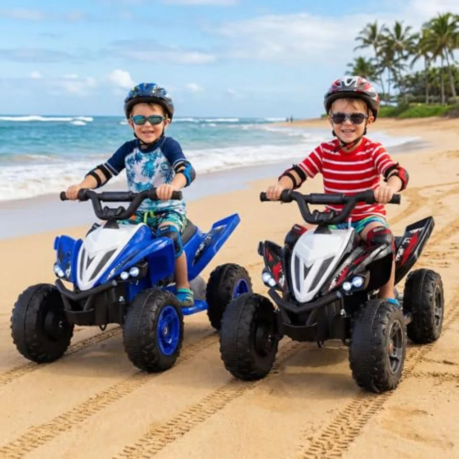 12V Ride On ATV 4 Wheeler Toddler Quad Off-Road Electric Car with Soft Start LED Lights High/Low Speed Music Battery Powered Bl