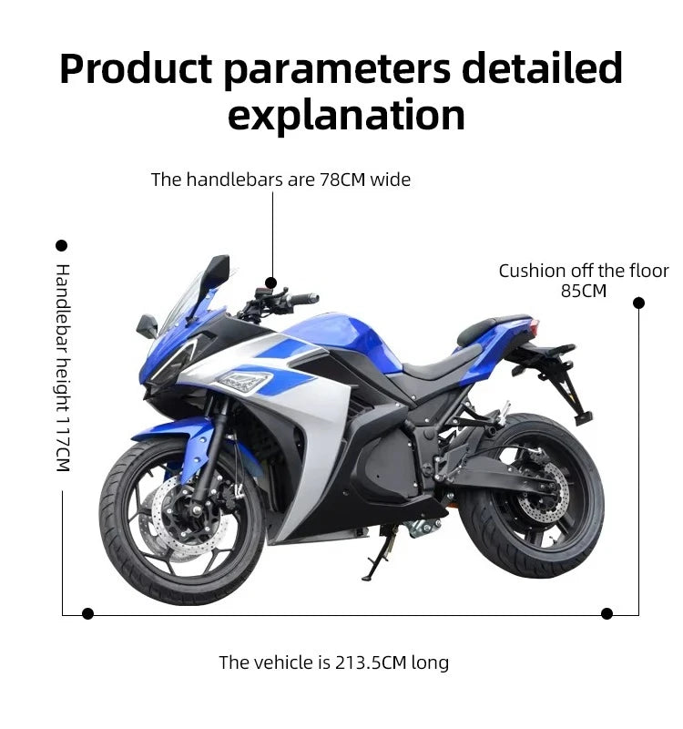 Top Selling 5000w Top Speed 100km/h Adult Sport Electric Motorcycle High Speed Racing Motorbike