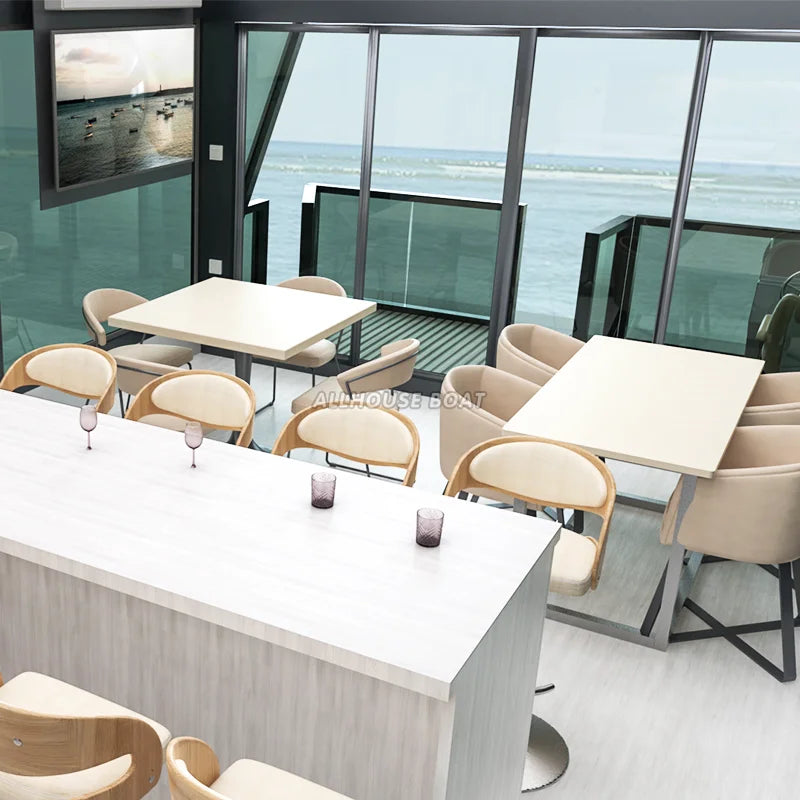 Solar Water Aluminium Pontoon Boathouse Small Boat House Houseboats Houseboat Floats Pontoon Luxury Floating Hotel  With Motor