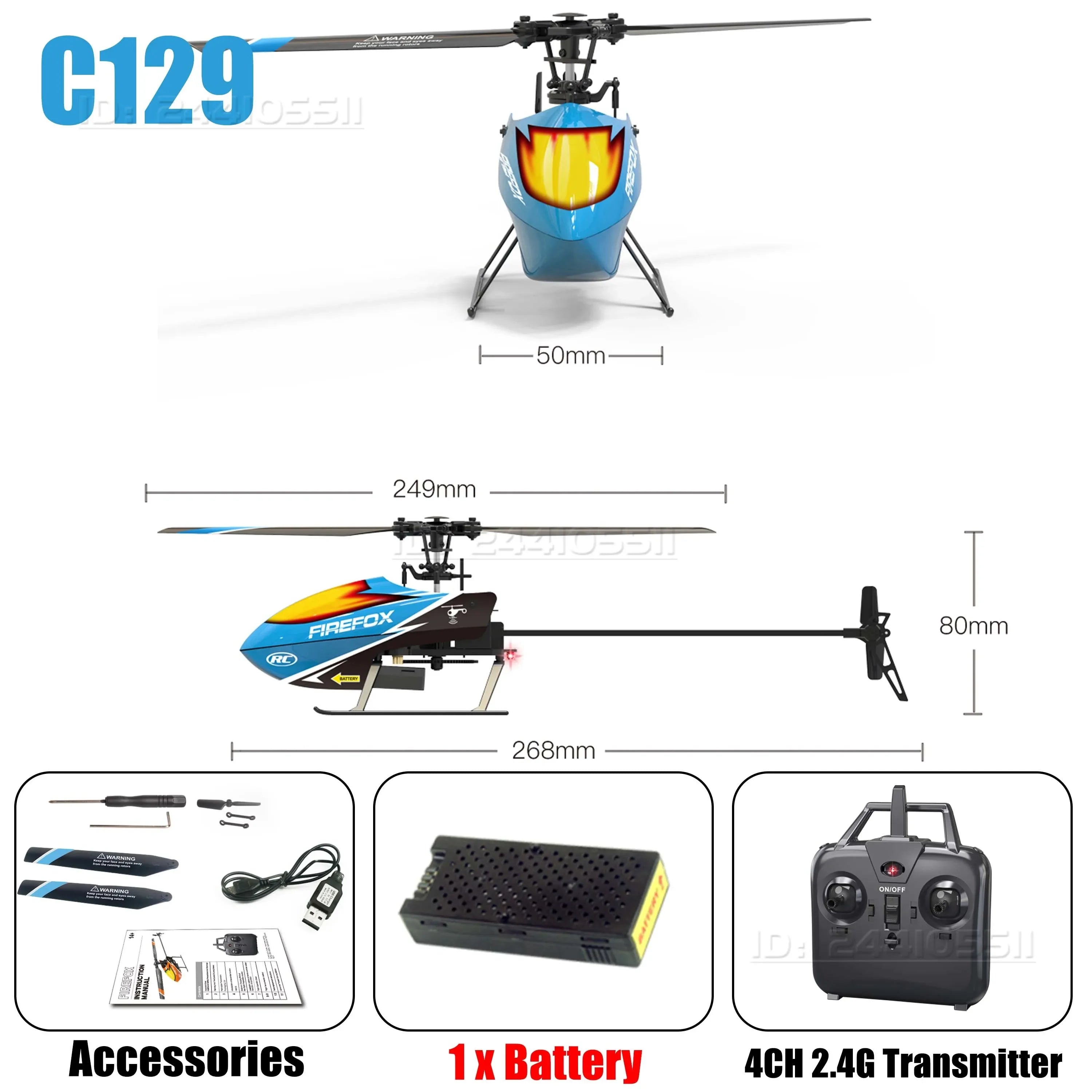 C129 RC Helicopter RTF 4CH 6-axis Gyro Automatic Stable One-key Take-off/landing Durable Coreless Motor Part for Adult Kids Gift