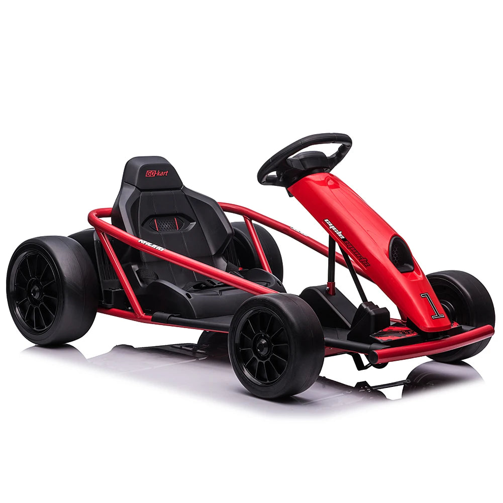24V Powerful Go Kart With 300W*2 Motors 8.1MPH High Speed Drifting Ride On Vehicle 155lbs Max Load Outdoor Fun With Music & Hor
