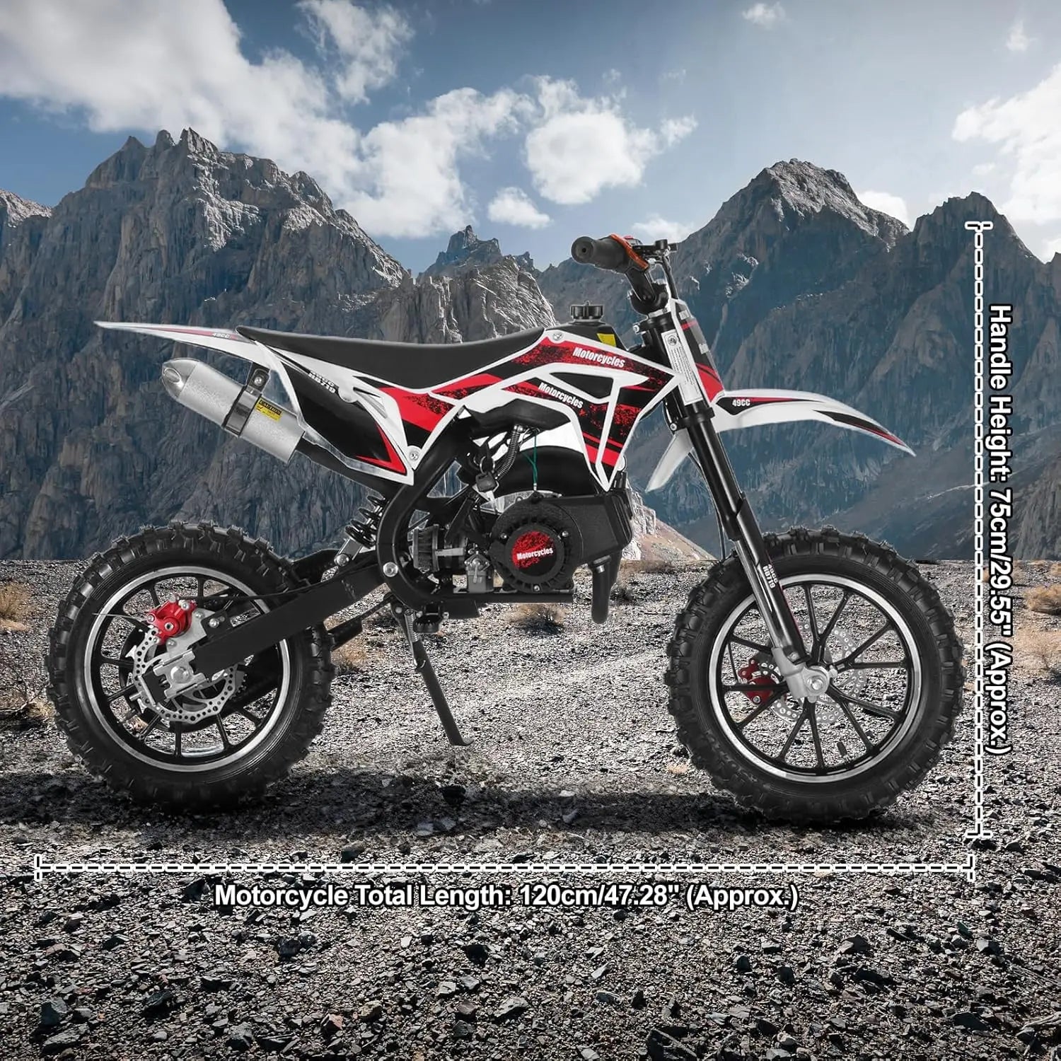 2025 Upgraded 49cc 2-Stroke Kids Dirt Bike, Gas Powered Off Road Mini Motocross with Anti-Chain Drop & Waterproof, Customized