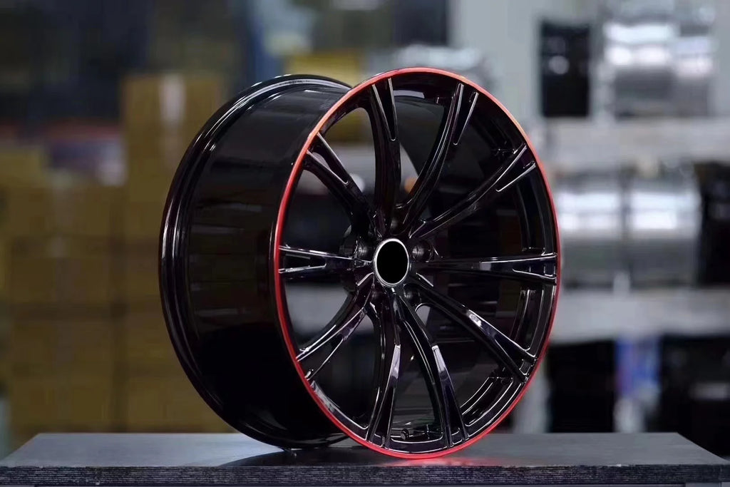 Classic Style Black Color with Red Inner Rim 18 19 20 22 Inch Forged Alloy Racing Car Wheels 5X112 for .