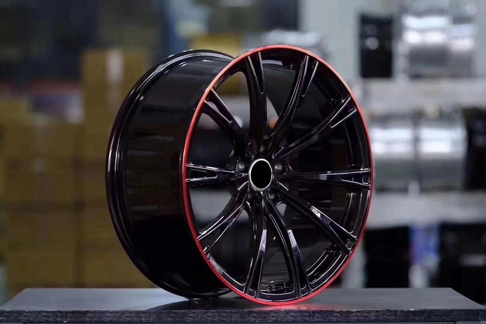Classic Style Black Color with Red Inner Rim 18 19 20 22 Inch Forged Alloy Racing Car Wheels 5X112 for .