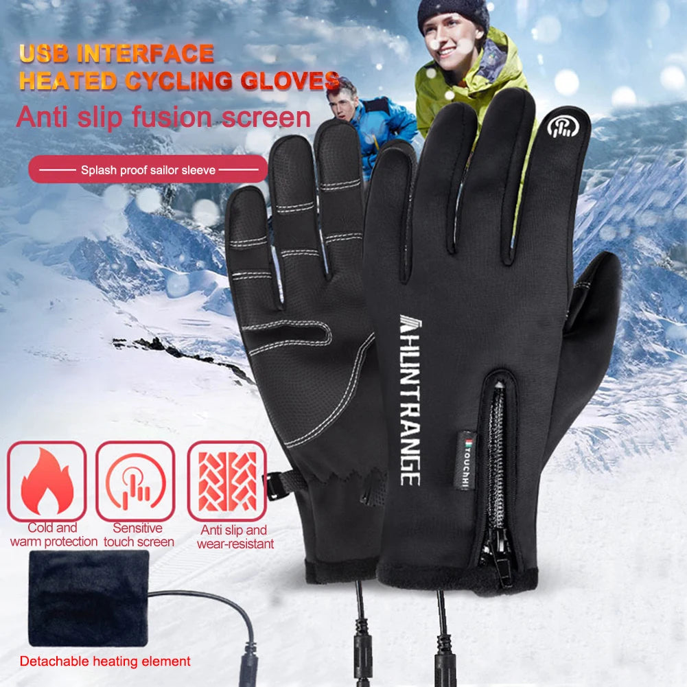 Winter Electric Heated Gloves Men Women Touch Screen Gloves USB Self Heating Motorcycle Gloves Ski Climbing Hiking Hand Warmer