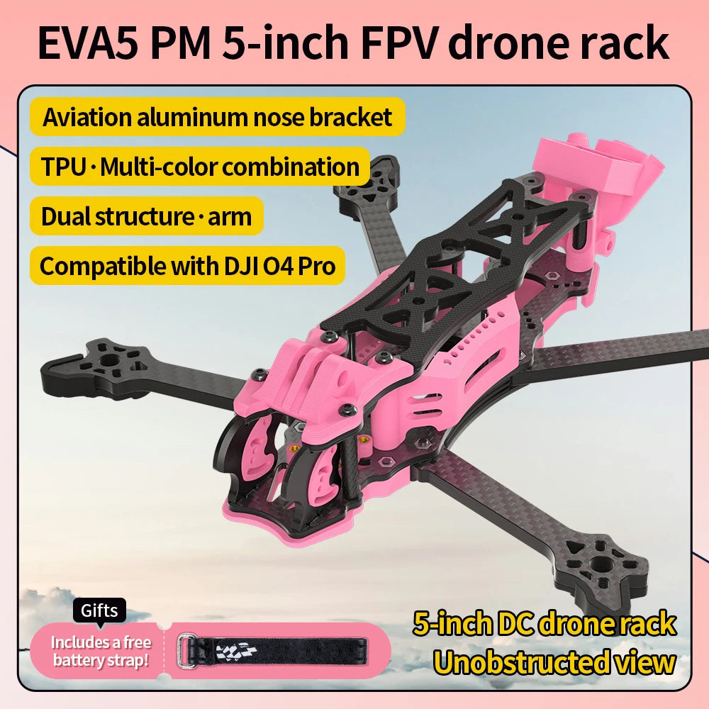 EVA5 PM DIY FPV Freestyle drone Frame 5-Inch Carbon Brazing & Aluminum Alloy DC/XH Drone Frame Compatible With DJI O3 O4