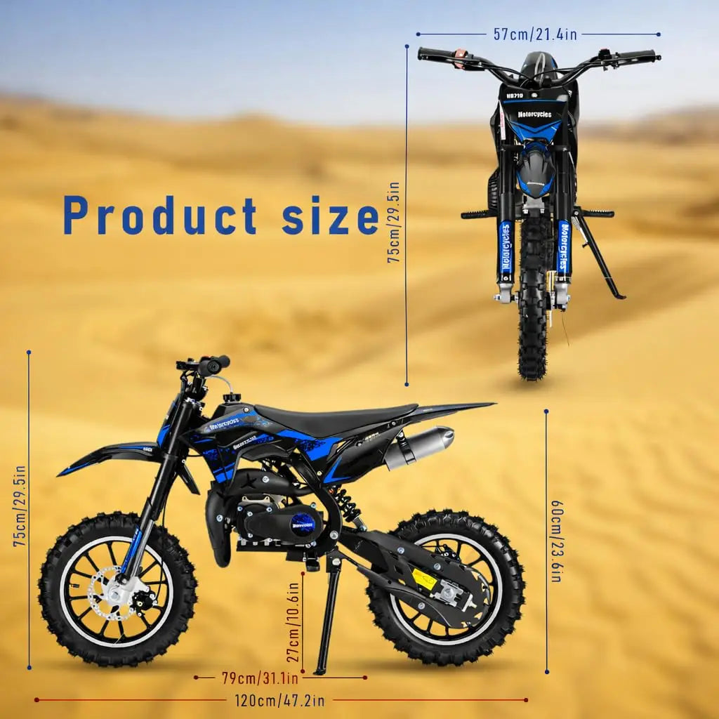 50cc 2-Stroke Kids Dirt Bike,Gas Powered Motorcycle for Kids with Off-Rode Tire, Front Rear Disc Brakes, Customized