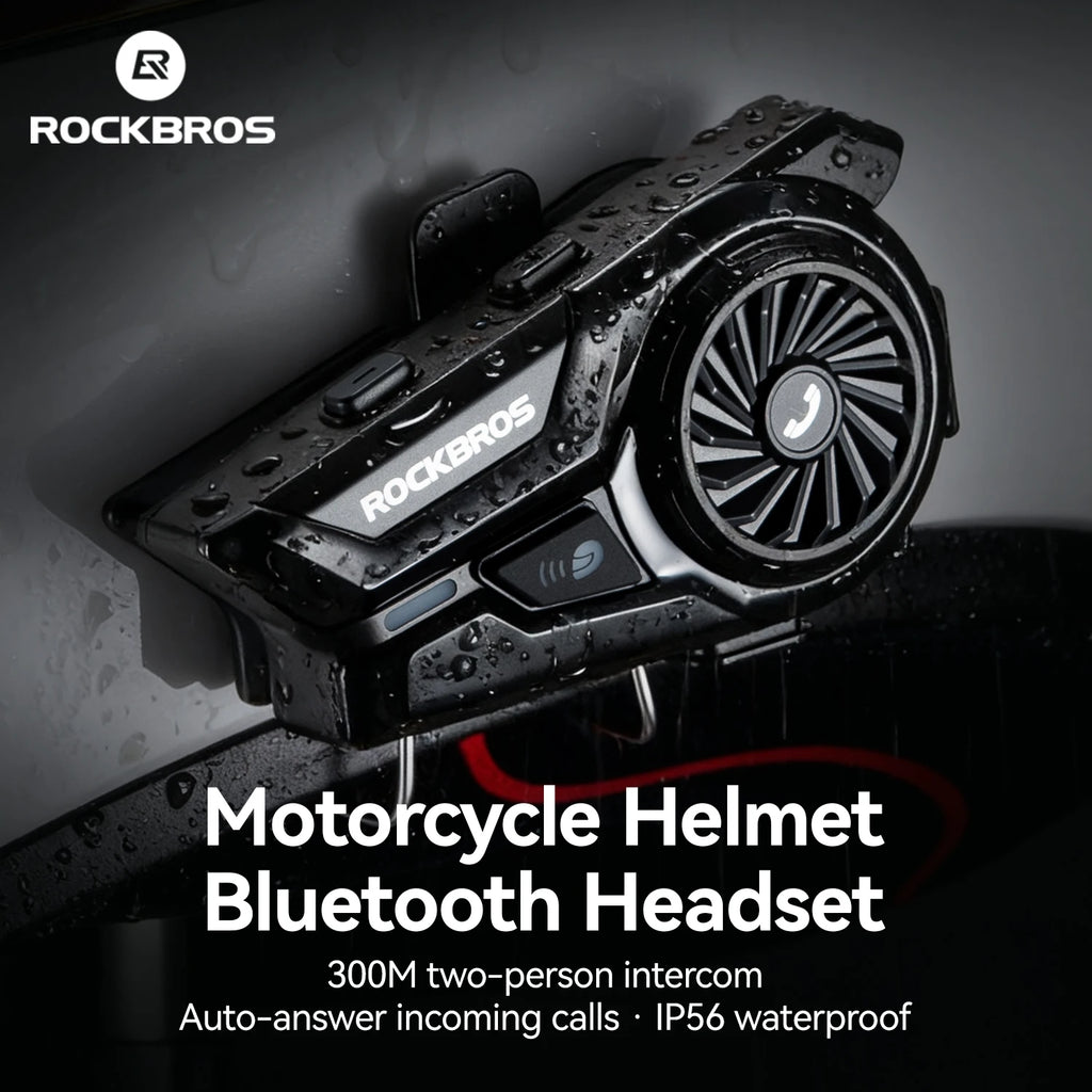 ROCKBROS Bluetooth Headset Motorcycle Helmet Bluetooth Headset 18 Hour Battery Waterproof  Full Half Helmet Bluetooth Headset