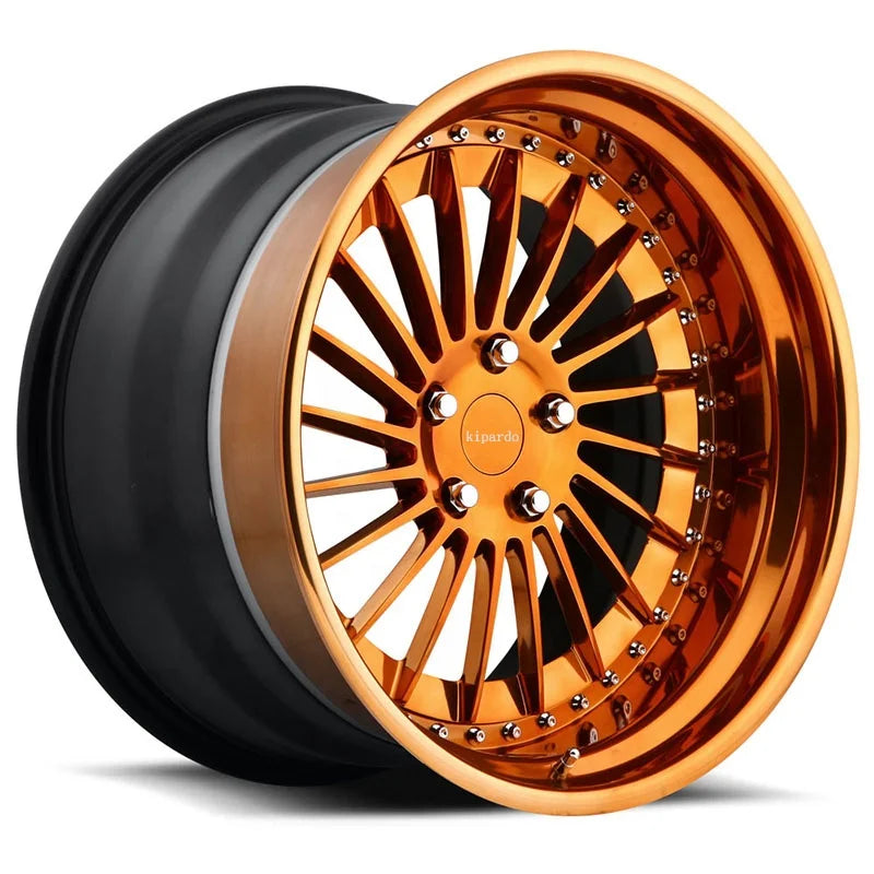 Sunshine Orange Double Black 16 17 18 19 20 21 22 Inch Car 3 Pieces Forged Wheels 5x114.3 5x120 5x130 Rim for 997 Carrera 4 GTS