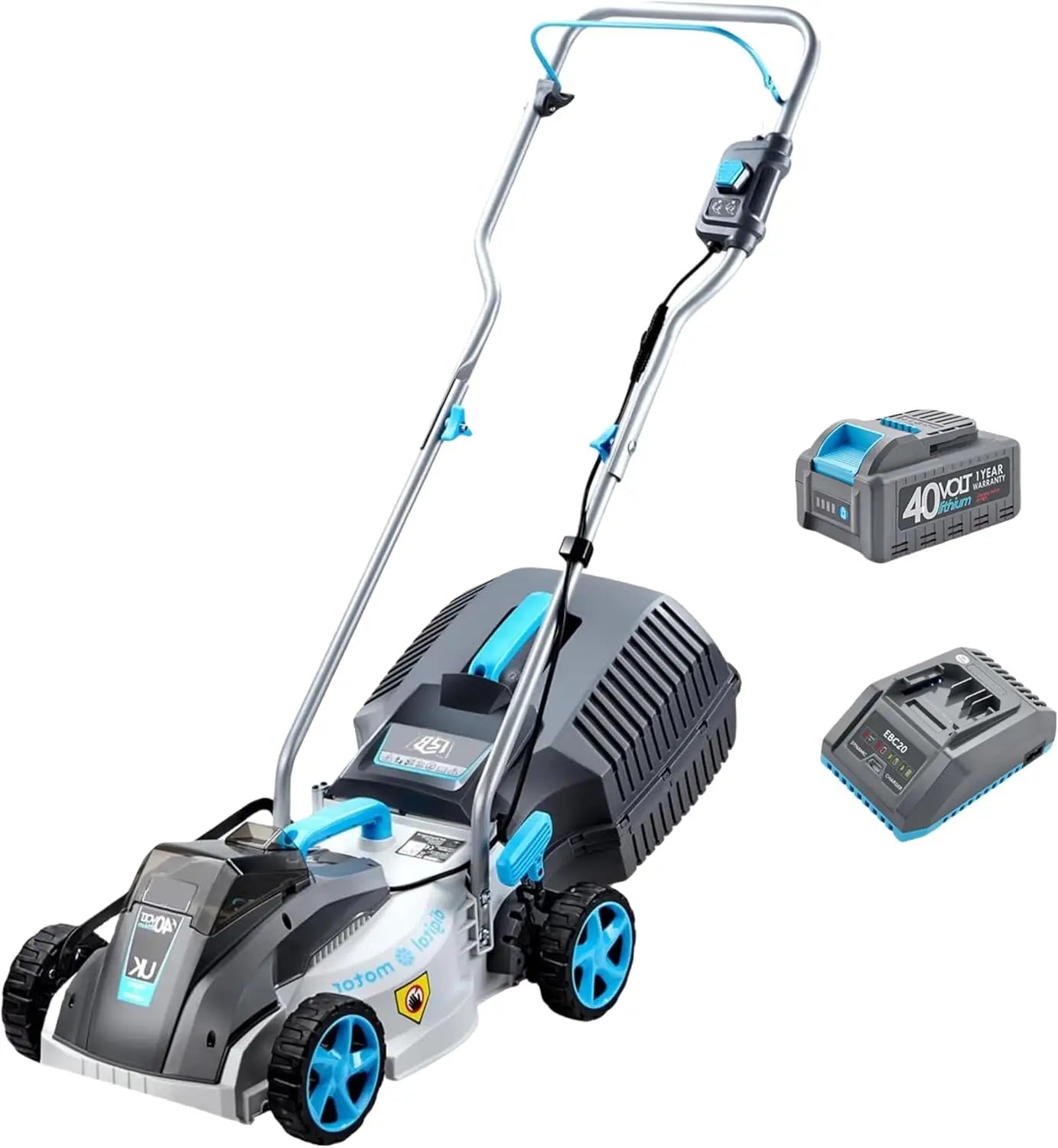 40V 13-Inch Cordless Lawn Mower with 4.0Ah Battery & Fast Charger, Lightweight Foldable for Small Yards