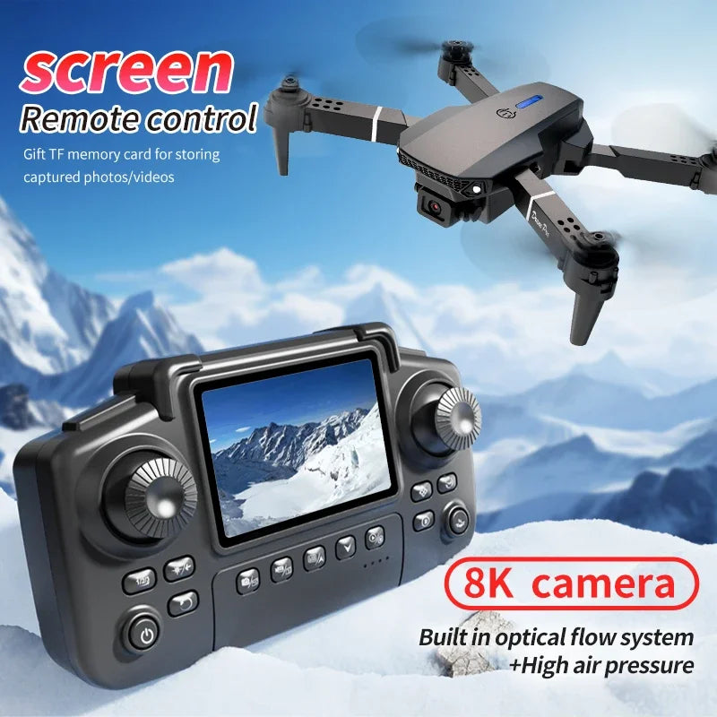 E88 PRO Drone with screen 4K HD Camera WiFi FPV Foldable RC Quadcopter Helicopter Toy for Kids Adults Outdoor Gifts