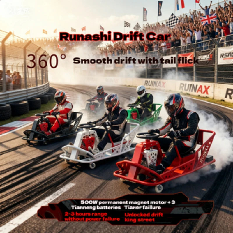 Electric High-Power Drift Stunt Go-Kart for Kids & Adults – Outdoor Fun Kart