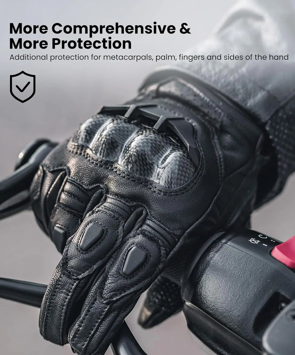 Touchscreen Motorcycle Gloves for Men and Women, Air Flow Leather, Model GRC01 (L, Black)
