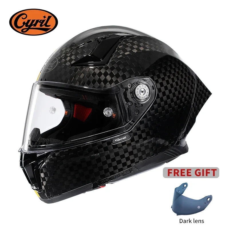 Unisex Lightweight Carbon Fiber Kevlar Full Face Motorcycle Street Bike Helmets Racing Helmet DOT ECE Approved CYRIL Casque Moto