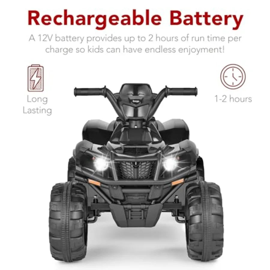 Best Choice Products 12V Ride-On Electric ATV 4-Wheeler Quad Car Toy w/Bluetooth Audio 2.4mph Max Speed Treaded Tires LED Headl