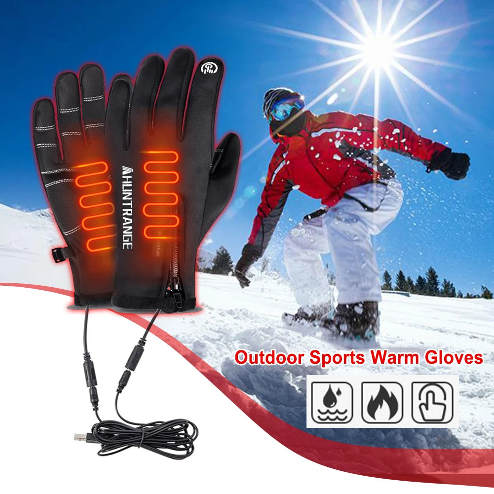Winter Electric Heated Gloves Men Women Touch Screen Gloves USB Self Heating Motorcycle Gloves Ski Climbing Hiking Hand Warmer