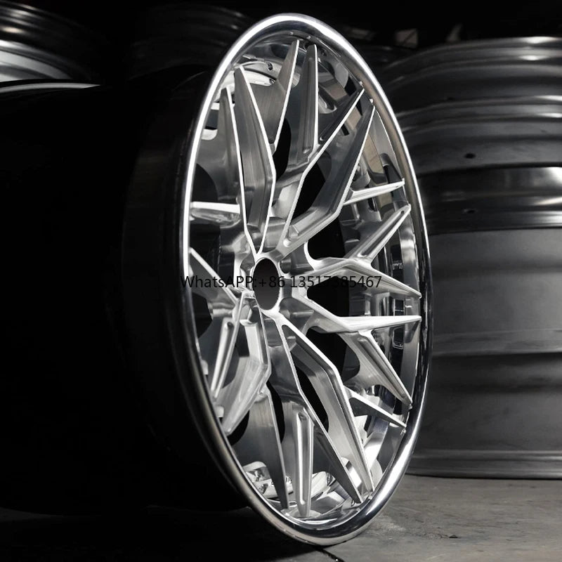 New Deep Concave  2-Piece Forged Aluminum Car Rims 5x112  5x120 Brushed Spoke MOQ 4 Pieces New Passenger  Deep Dish Car Wheels